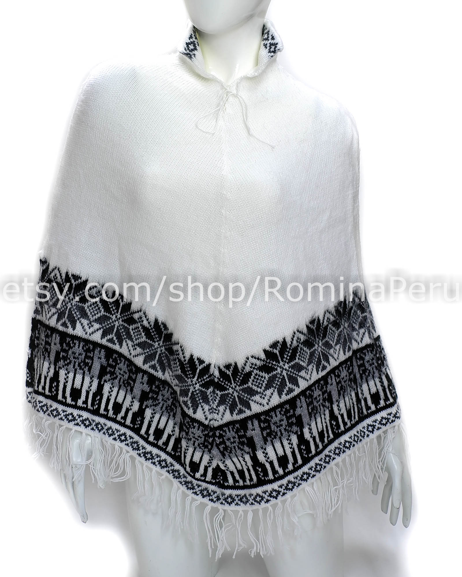 Cozy Alpaca Poncho for Women White