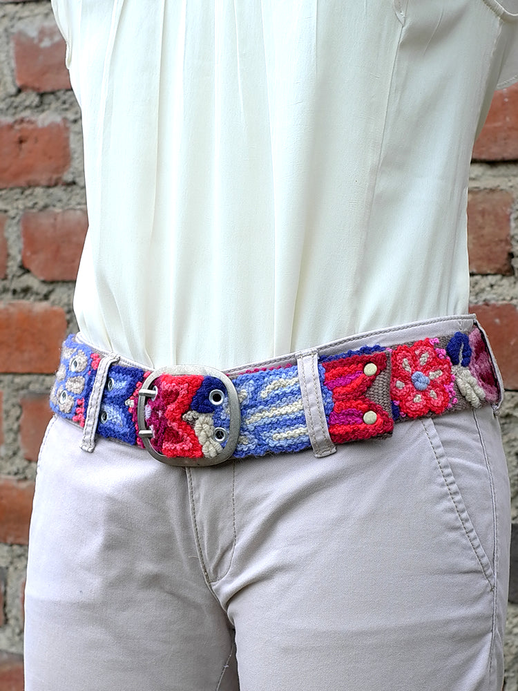 Wool embroidered belt Monochromatic Purple
