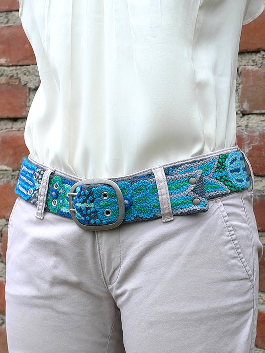 Blue belt embroidered