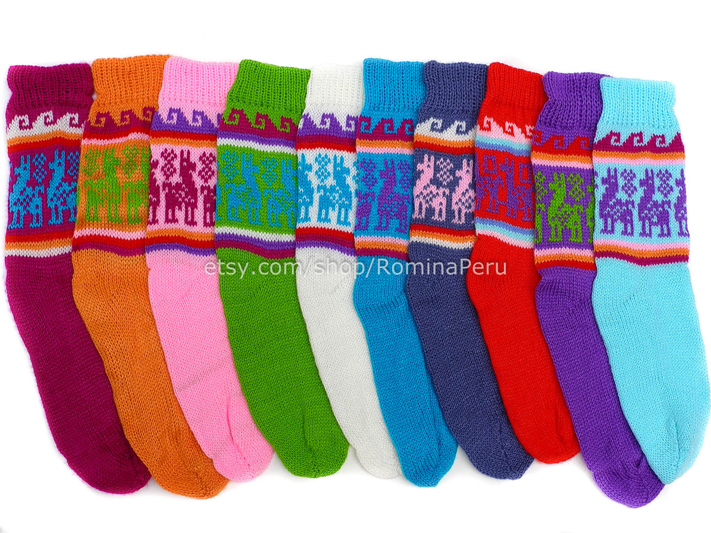 Set mit 20 Socken aus peruanischem Alpakagarn, leicht und warm, Socken in Pastellfarben
