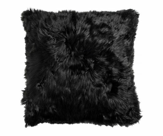 Schwarzer Kissenbezug aus Alpakafell, quadratisch – Luxus-Kissen aus Alpakafell