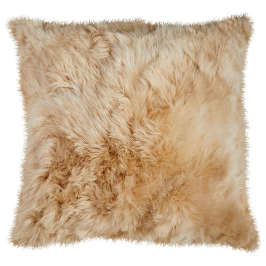 Beigefarbener Kissenbezug aus Alpakafell, quadratisch – Luxus-Kissen aus Alpakafell