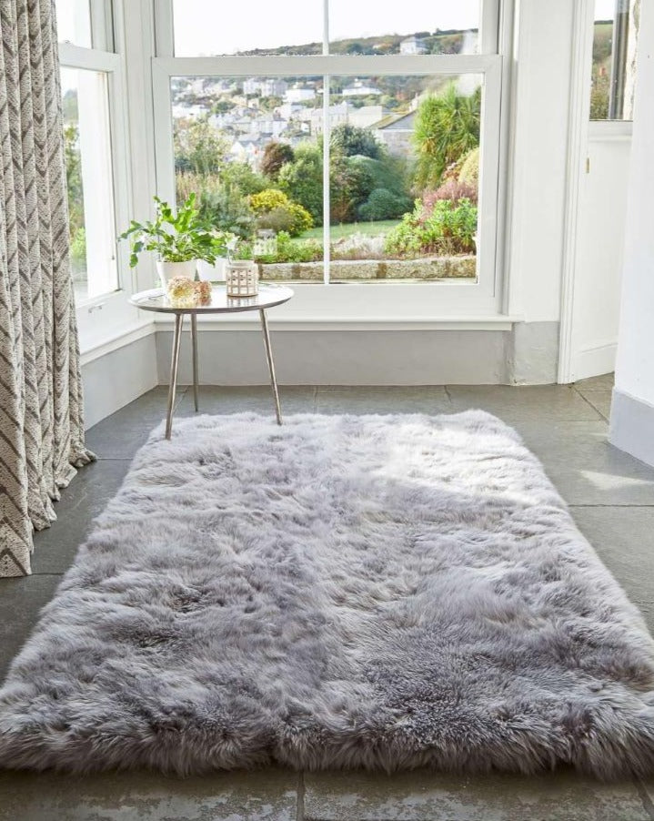 Grey Alpaca fur rug area - Luxurious alpaca rugs