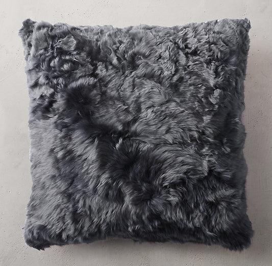 Dark grey Alpaca fur pillow cover Square - Luxury Alpaca Fur Cushion
